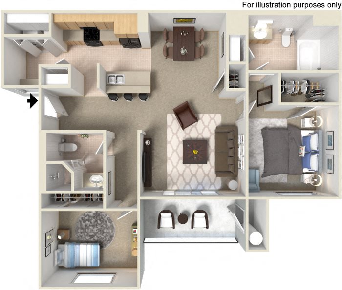 B1 2 Bed 2 Bath Floorplan B1 2 Bed 2 Bath Floorplan at Waterstone Apartment Homes, 1951 West Middlefield Drive